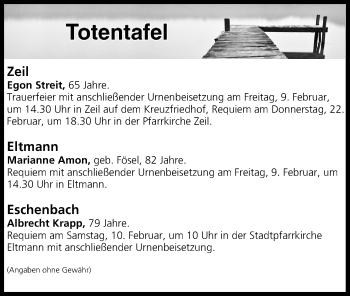 Anzeige von Totentafel vom 08.02.2018 von MGO