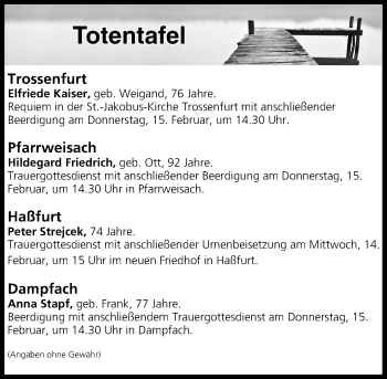 Anzeige von Totentafel vom 14.02.2018 von MGO