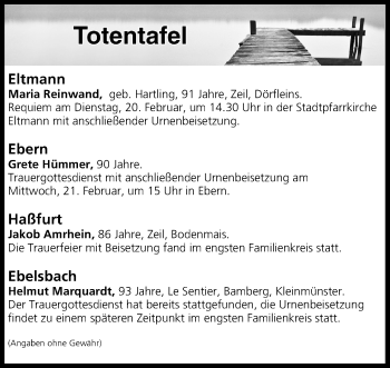 Anzeige von Totentafel vom 20.02.2018 von MGO