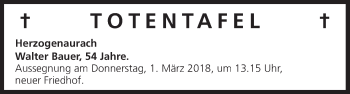 Anzeige von Totentafel vom 27.02.2018 von MGO