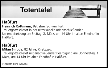 Anzeige von Totentafel vom 28.02.2018 von MGO