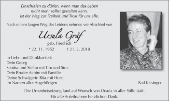 Anzeige von Ursula Gräf von MGO