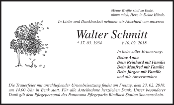 Anzeige von Walter Schmitt von MGO