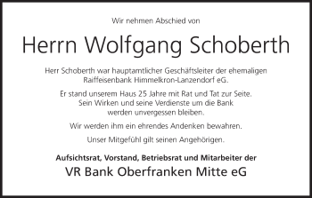Anzeige von Wolfgang Schoberth von MGO