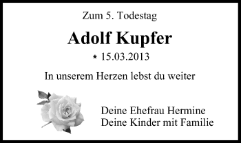 Anzeige von Adolf Kupfer von MGO
