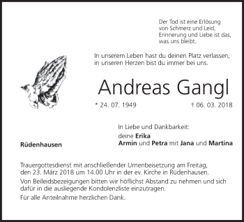 Anzeige von Andreas Gangl von MGO