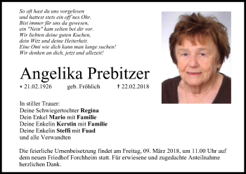 Anzeige von Angelika Prebitzer von MGO