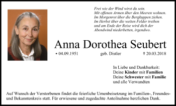 Anzeige von Anna Dorothea Seubert von MGO