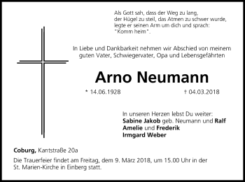 Anzeige von Arno Neumann von MGO