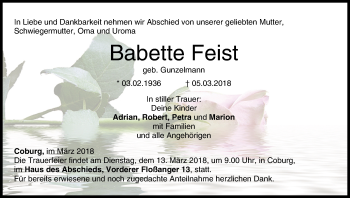 Anzeige von Babette Feist von MGO