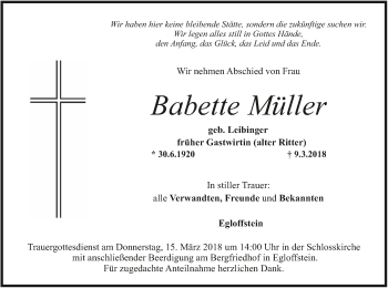 Anzeige von Babette Müller von MGO