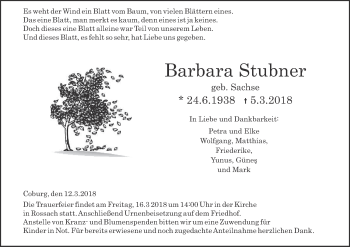 Anzeige von Barbara Stubner von MGO