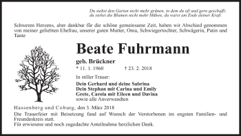 Anzeige von Beate Fuhrmann von MGO