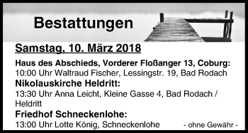 Anzeige von Bestattungen vom 10.03.2018 von MGO