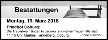 Anzeige von Bestattungen vom 19.03.2018 von MGO