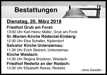 Anzeige von Bestattungen vom 20.03.2018 von MGO