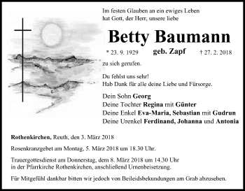 Anzeige von Betty Baumann von MGO