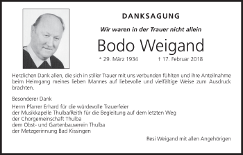 Anzeige von Bodo Weigand von MGO
