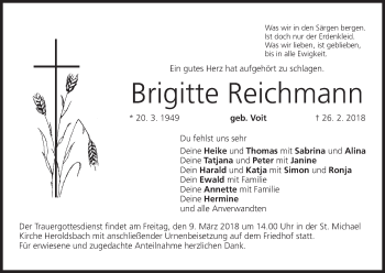 Anzeige von Brigitte Reichmann von MGO