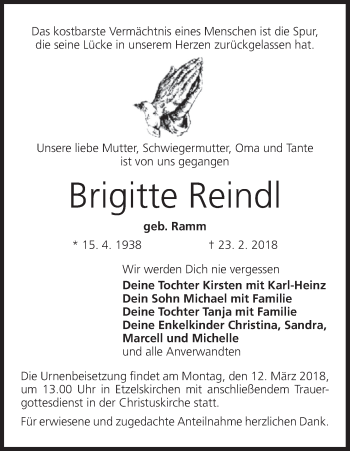 Anzeige von Brigitte Reindl von MGO