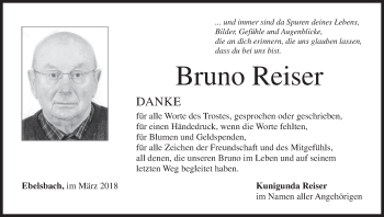 Anzeige von Bruno Reiser von MGO