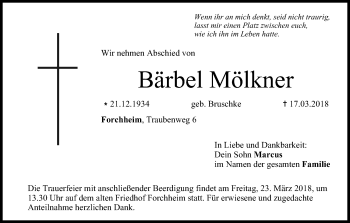 Anzeige von Bärbel Mölkner von MGO