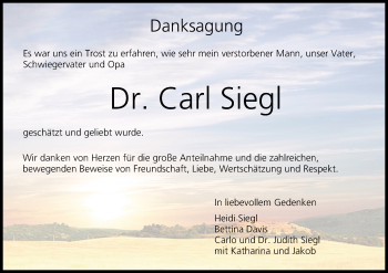 Anzeige von Carl Siegl von MGO