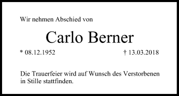 Anzeige von Carlo Berner von MGO