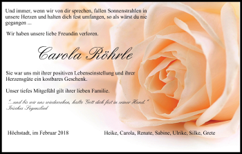 Anzeige von Carola Röhrle von MGO