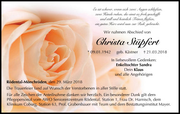 Anzeige von Christa Stüpfert von MGO