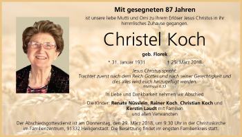Anzeige von Christel Koch von MGO