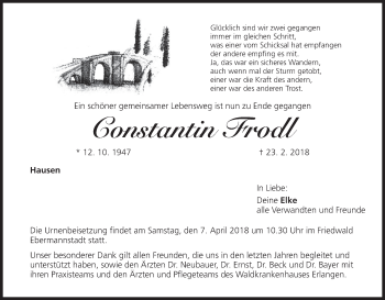 Anzeige von Constantin Frodl von MGO