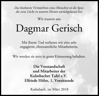 Anzeige von Dagmar Gerisch von MGO