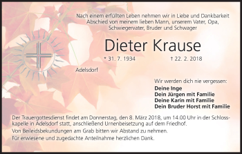 Anzeige von Dieter Krause von MGO