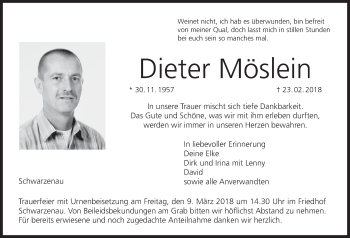 Anzeige von Dieter Möslein von MGO
