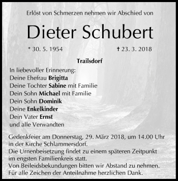 Anzeige von Dieter Schubert von MGO