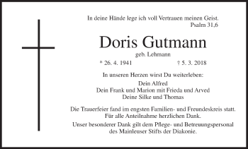 Anzeige von Doris Gutmann von MGO