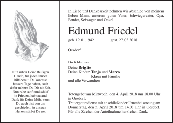 Anzeige von Edmund Friedel von MGO