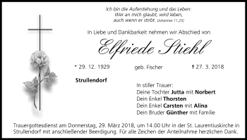 Anzeige von Elfriede Stiehl von MGO
