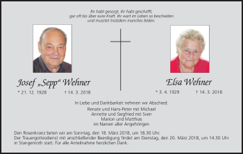 Anzeige von Elsa Wehner von MGO