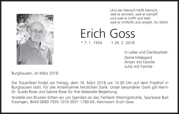 Anzeige von Erich Goss von MGO