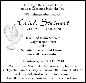 Anzeige von Erich Steinert von MGO