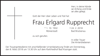 Anzeige von Erlgard Rupprecht von MGO