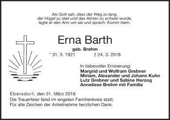 Anzeige von Erna Barth von MGO