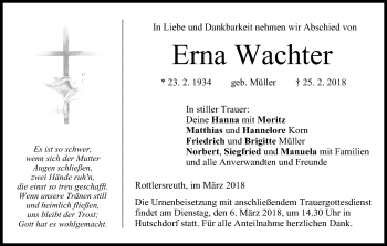Anzeige von Erna Wachter von MGO