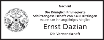 Anzeige von Ernst Dazian von MGO
