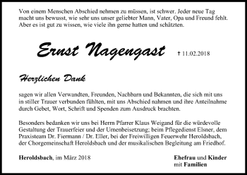 Anzeige von Ernst Nagengast von MGO