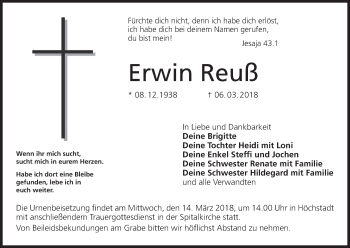 Anzeige von Erwin Reuß von MGO