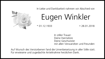 Anzeige von Eugen Winkler von MGO