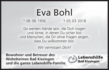 Anzeige von Eva Bohl von MGO